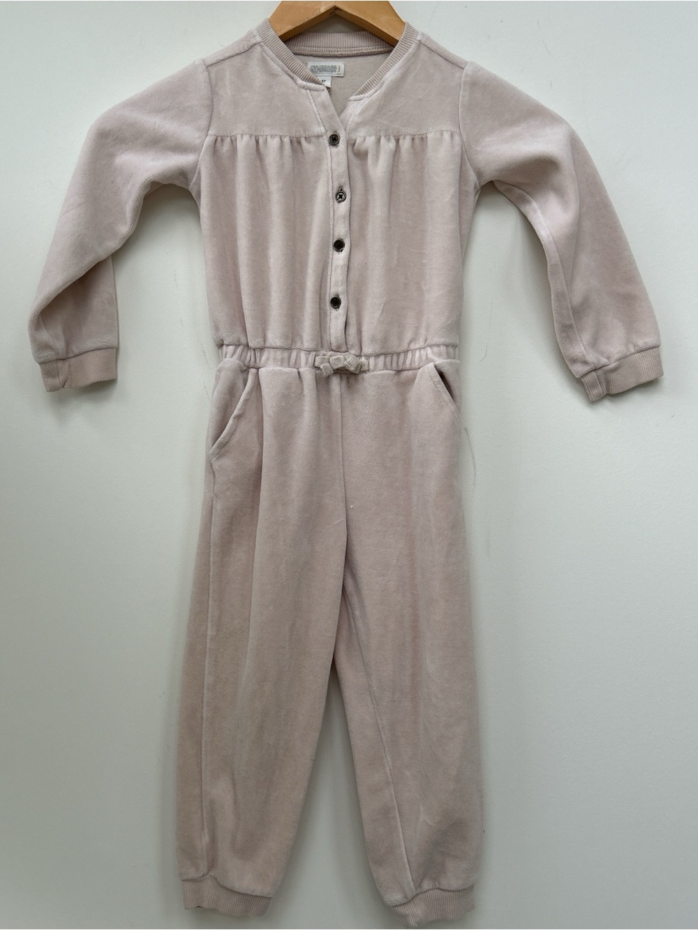 Gymboree toddler velour jumpsuit cream neutral capsule one piece 3t